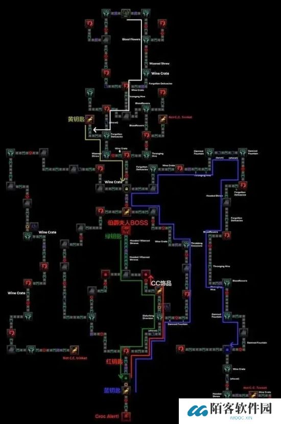 暗黑地牢猩红庭院怎么走 暗黑地牢猩红庭院地图线路分享2025
